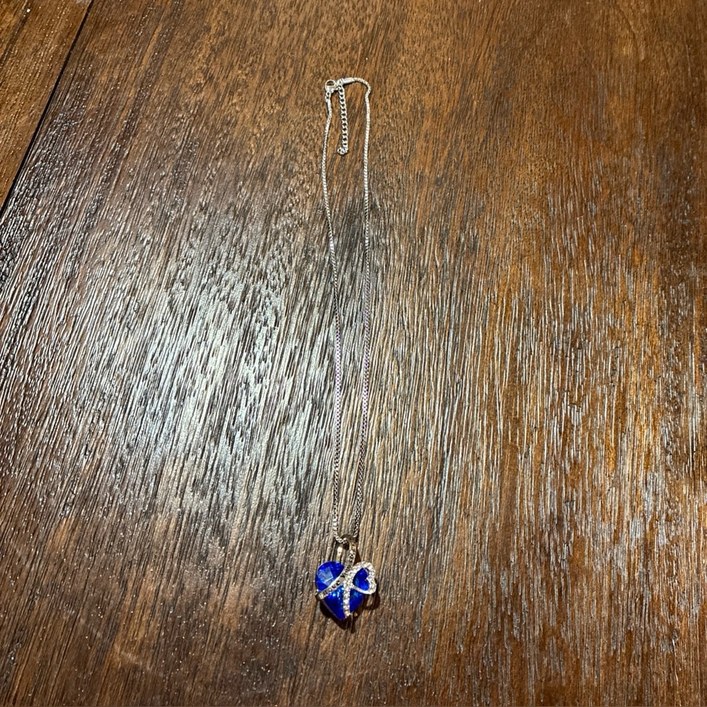 Swarovski Blue Heart Necklace with Silver Accents - Picture 2 of 5